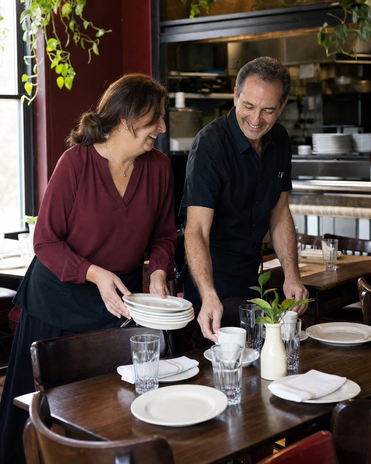 A restaurant owner at work